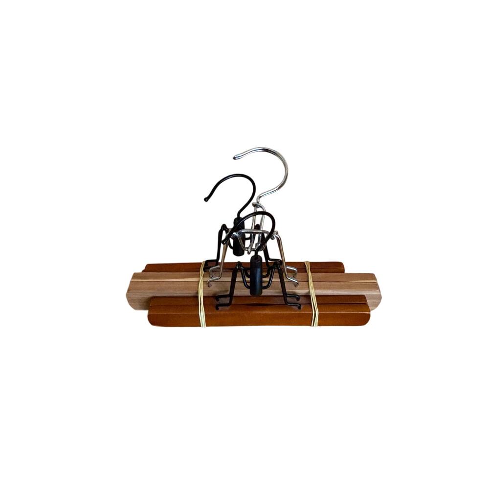 Woodlore Three wooden trouser and skirt clamp hangers